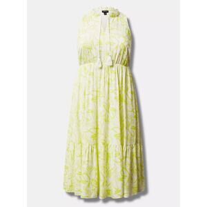 Torrid Women's Plus Size Floral Yellow Midi Wash Gauze Tier Dress Size 4 4X New